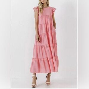 English factory Elegant Pink Maxi Dress